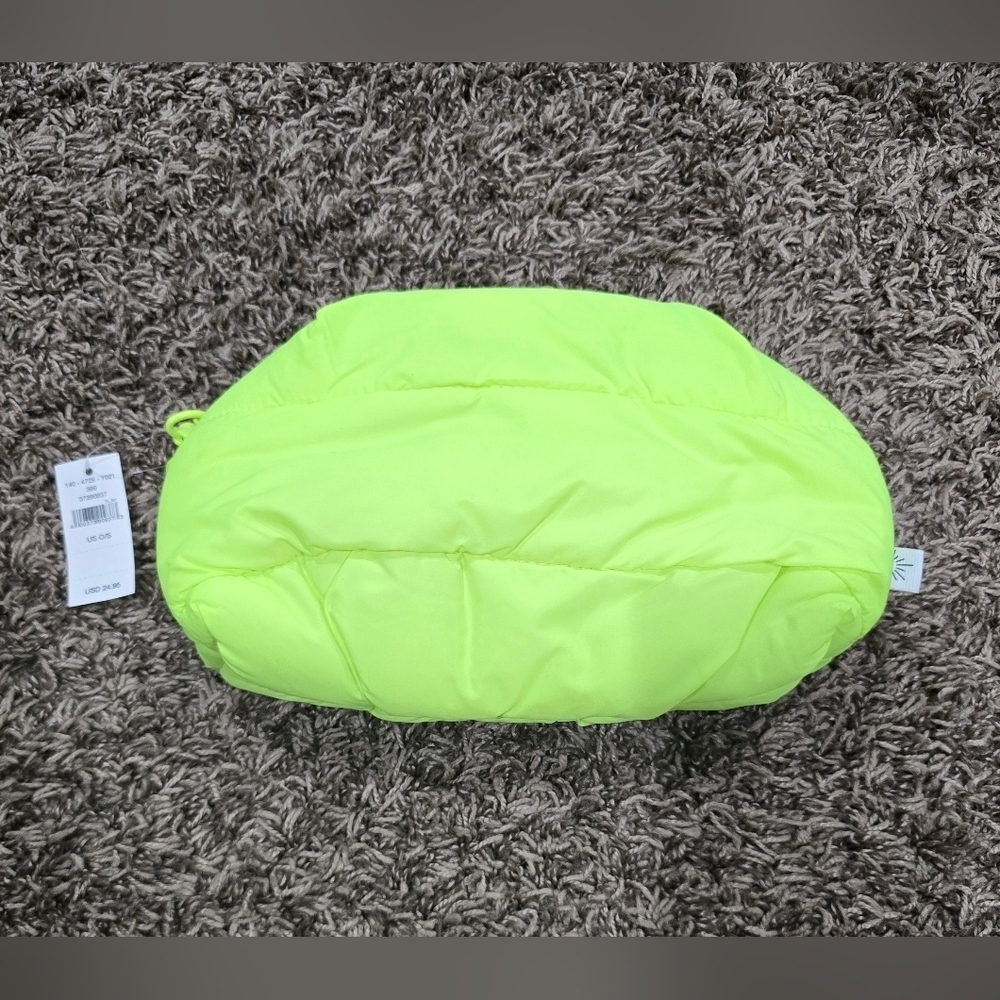 Offline by Aerie Puffer Pouch Small Nylon Neon Makeup Travel Zip Closure Bag NWT